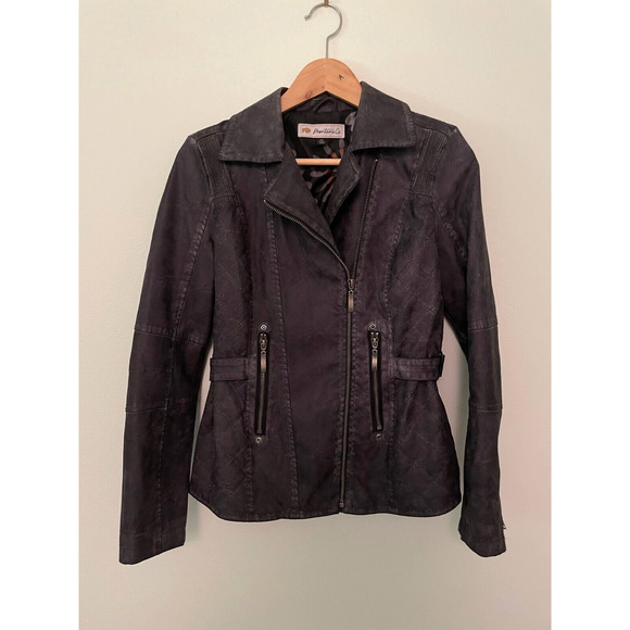 Vintage Montana Co. Womens Jacket XS Black Faux Leather Buckle Punk Grunge Y2K - Picture 1 of 8